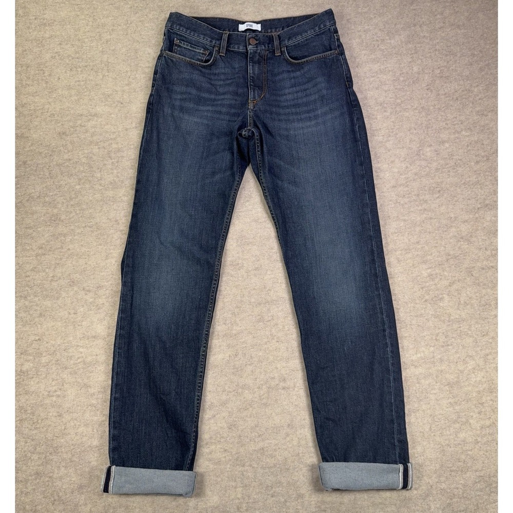 Spoke Jeans Mens 32x35 Dark Indigo Build C Selvedge Organic Cotton Straight Leg